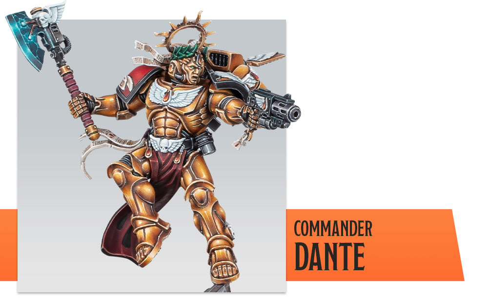 The Warhammer 40K Commander Dante miniature released in 2023.