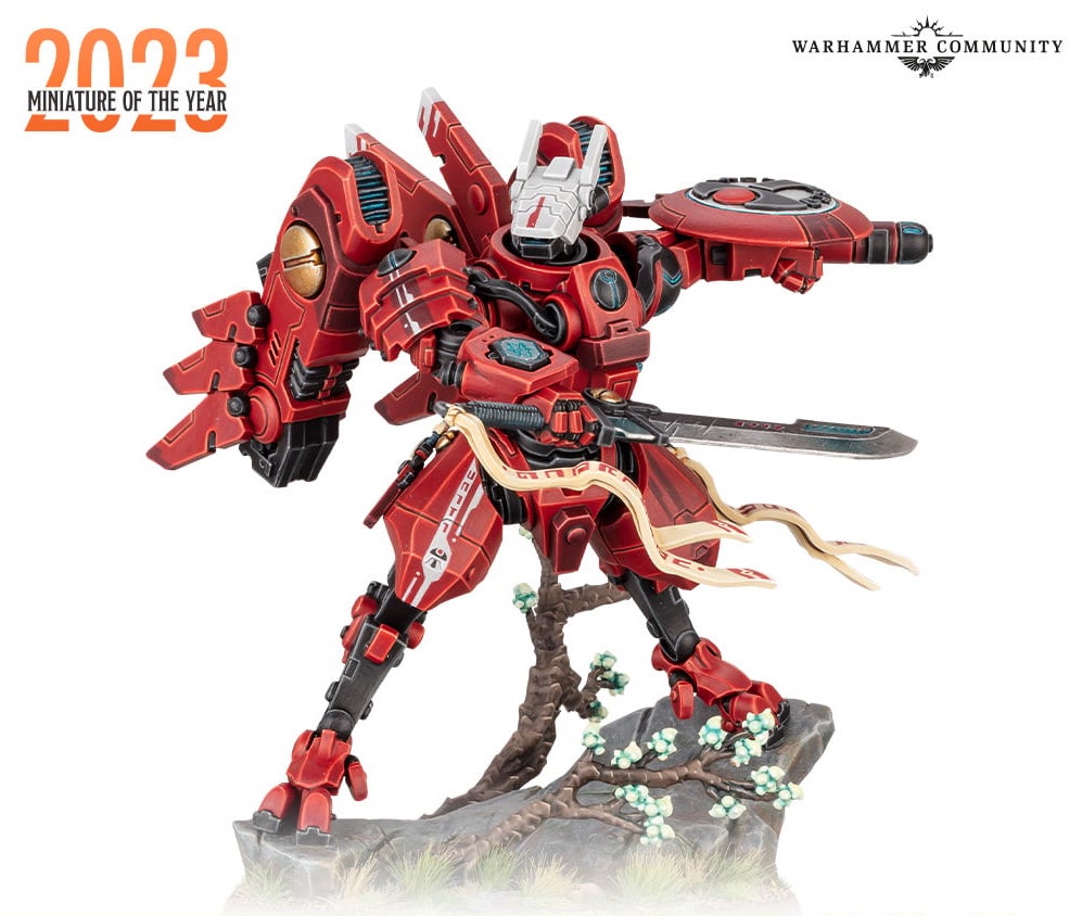 The Commander Farsight Tau miniature that was released for Warhammer 40K in 2023.