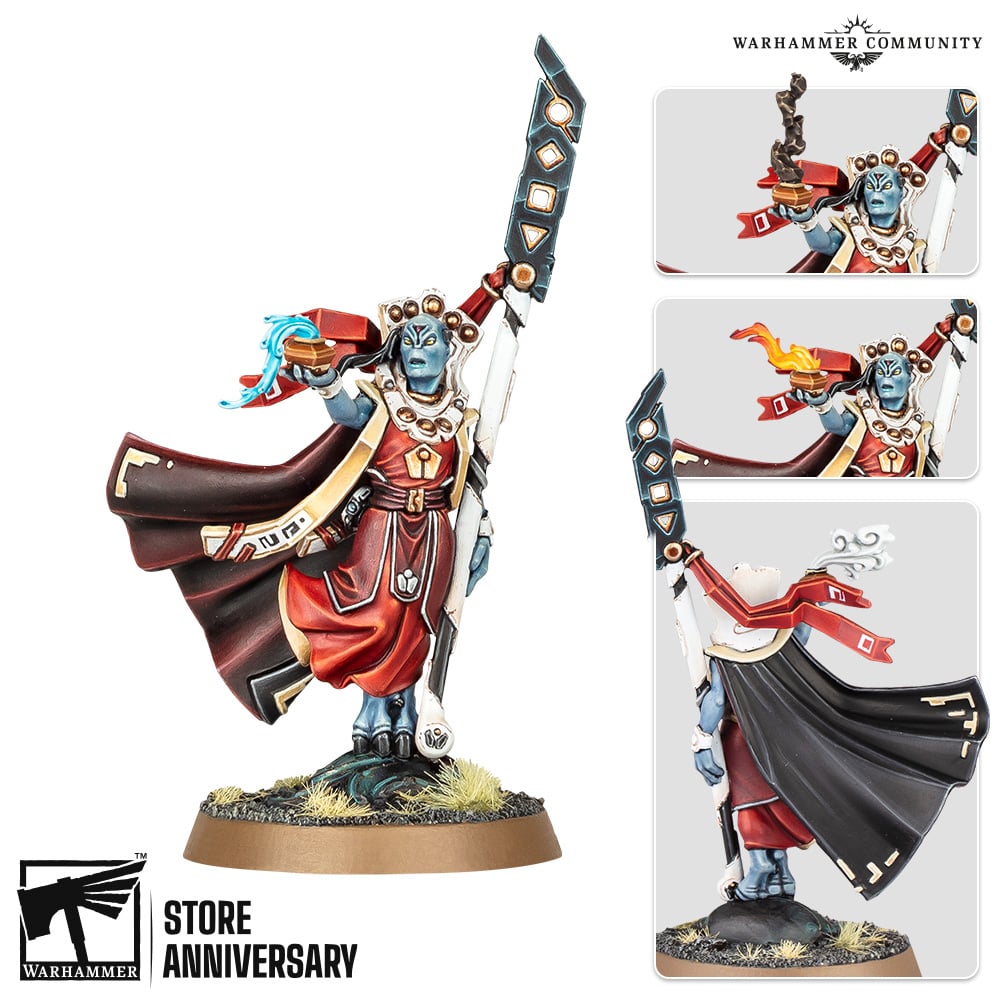 The new T'au Ethereal miniature that's being given away as part of the 2024 Warhammer Store Anniversary celebrations.