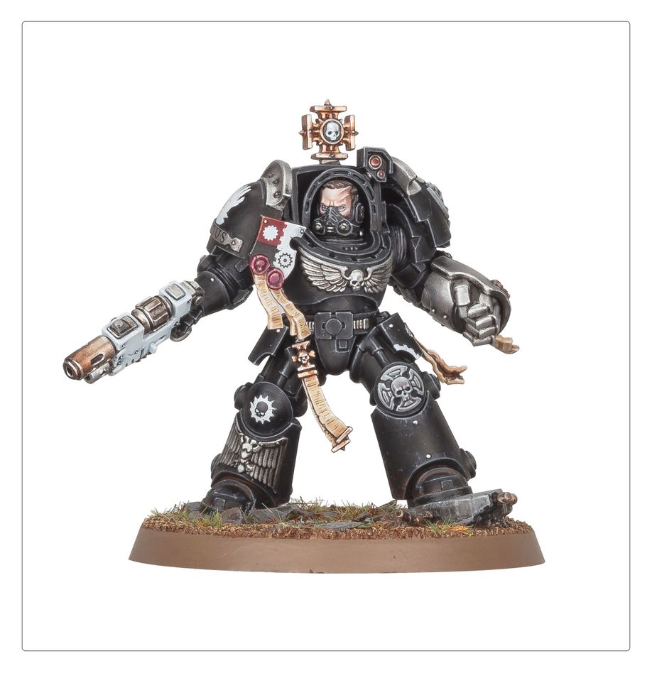 The alternate load out and weaponry for the Space Marines Captain in Terminator Armour.