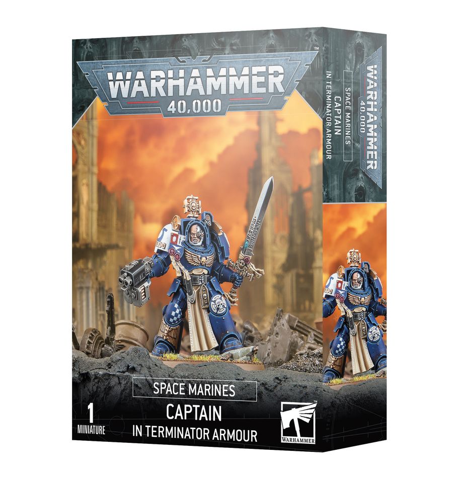 The box set for the new Space Marines Captain in Terminator Armour model for Warhammer 40K 10th edition.