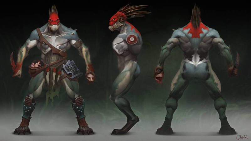 Concept art for the Warhammer 40K Kroot Trail Shaper warrior.