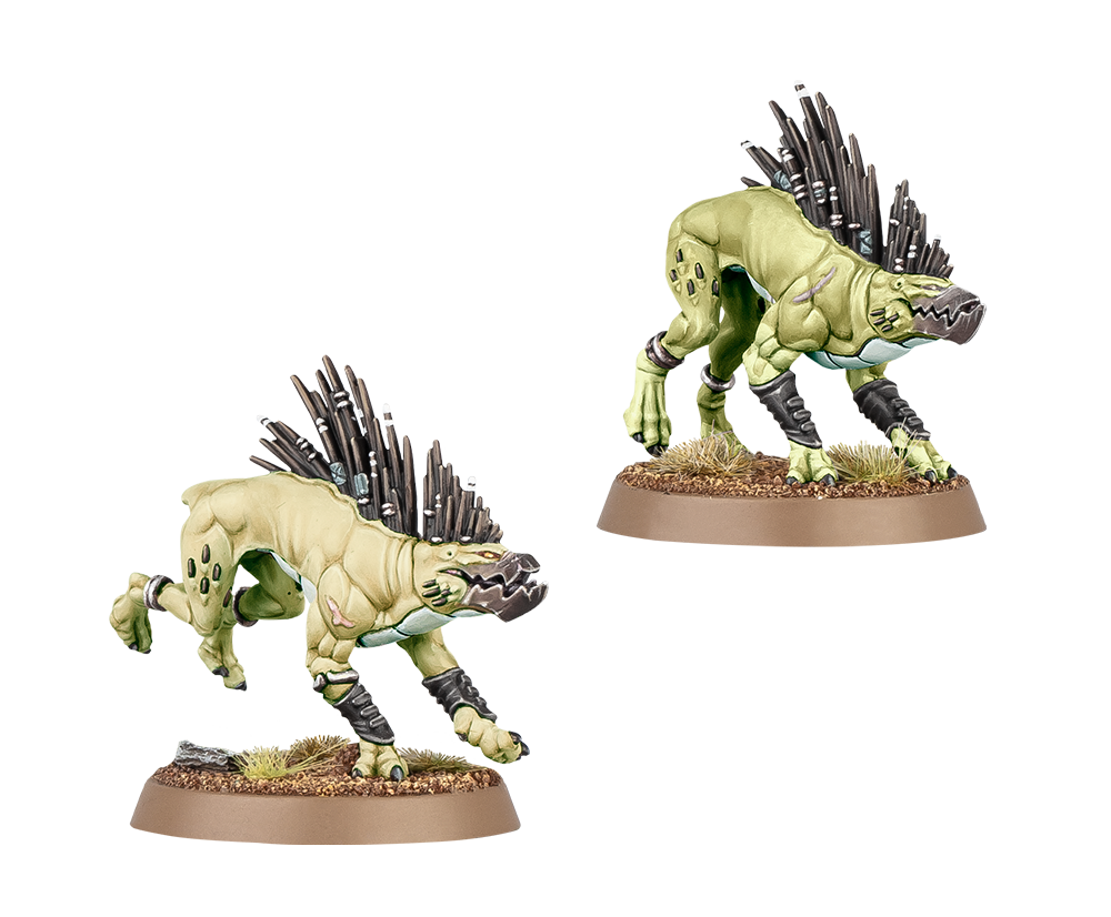 Two new fully painted Kroot Hound models from Games Workshop.