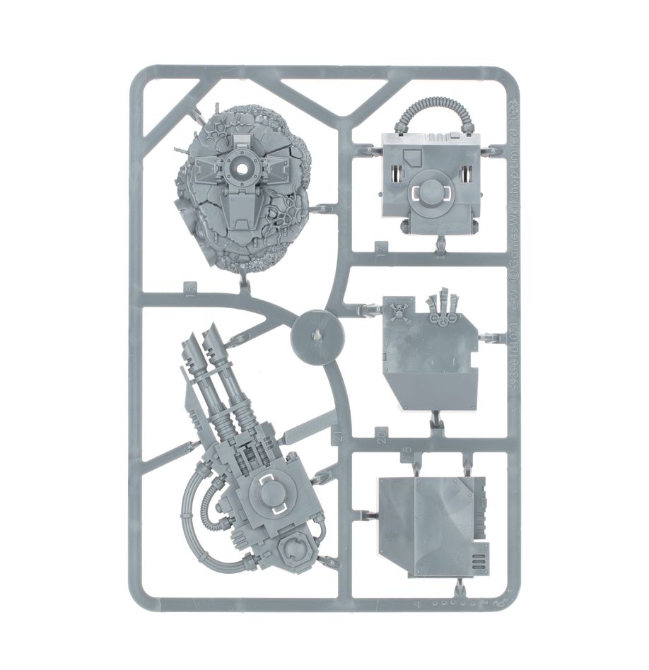 The weapons sprue for the Ballistus Dreadnought Warhammer 40K model.