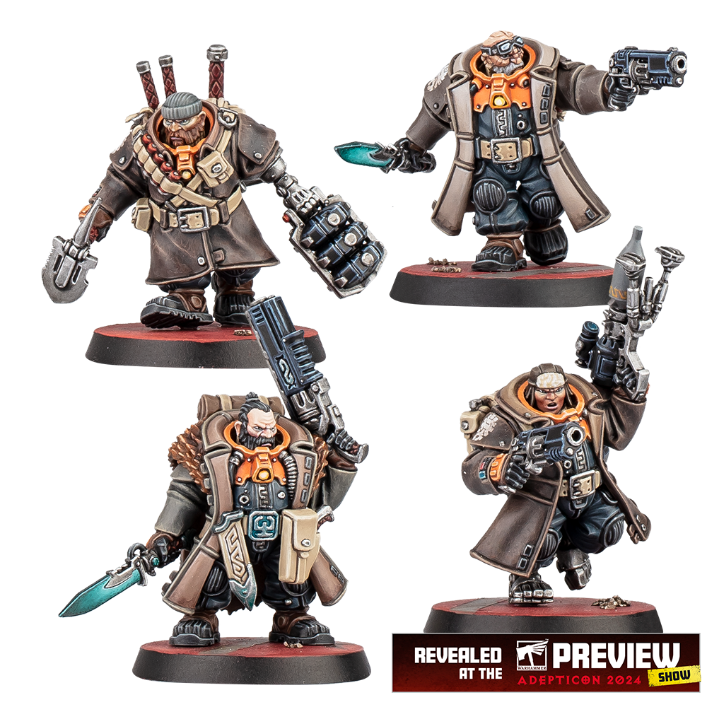 Four of the new Hernkyn Yaegirs models found in the Kill Team: Termination box set, featuring tactical gear.