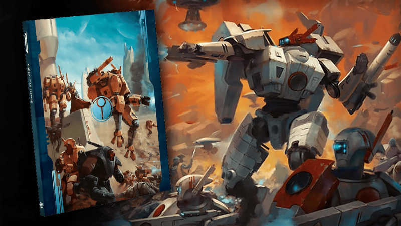 The cover art to the new Warhammer 40K 10th edition T'au Codex.