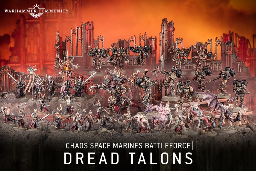 The new "Dread Talons" Chaos Space Marines Battleforce for Warhammer 40K 10th edition.