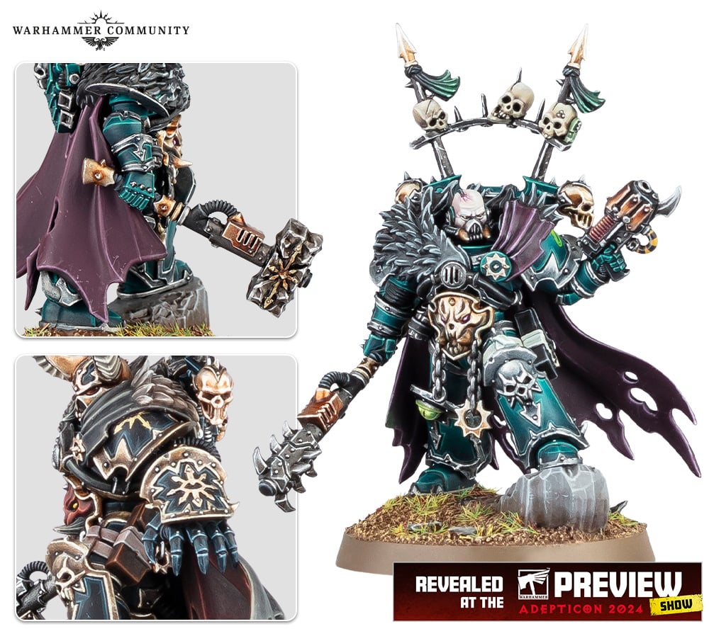 Close ups of the details found on the new Chaos Lord model featured in the new Chaos Space Marines Battleforce.