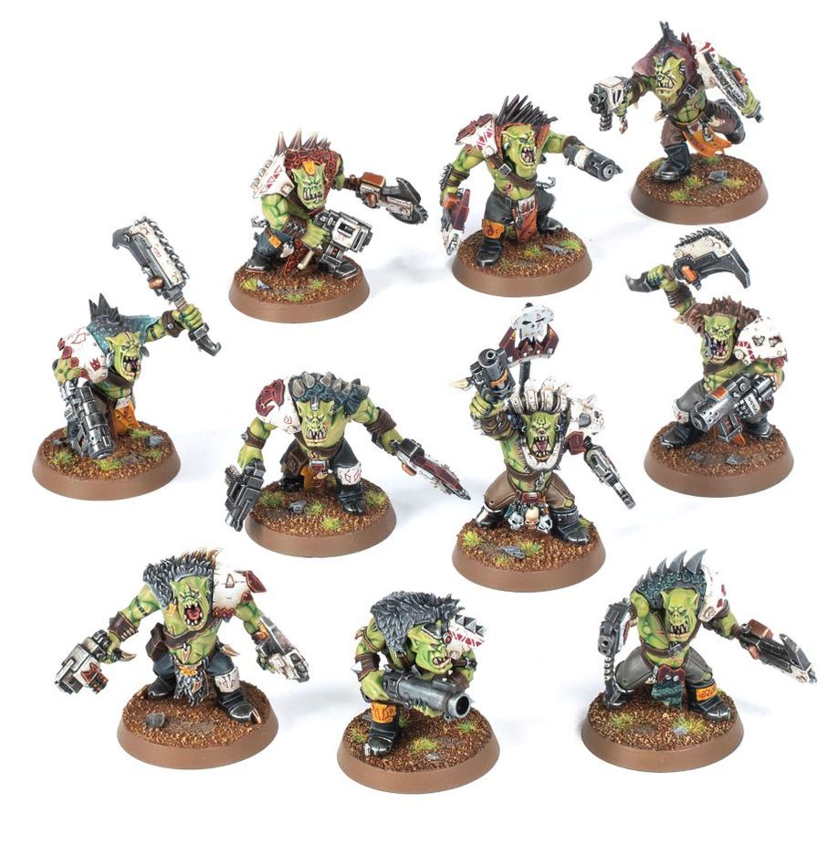 10 painted Beast Snagga models included in the 2024 Ork Combat Patrol know as Mogrim's Butchas.