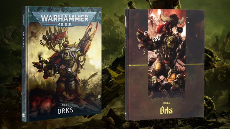 The two variant covers available for the new Orks Codex for 10th edition Warhammer 40K.